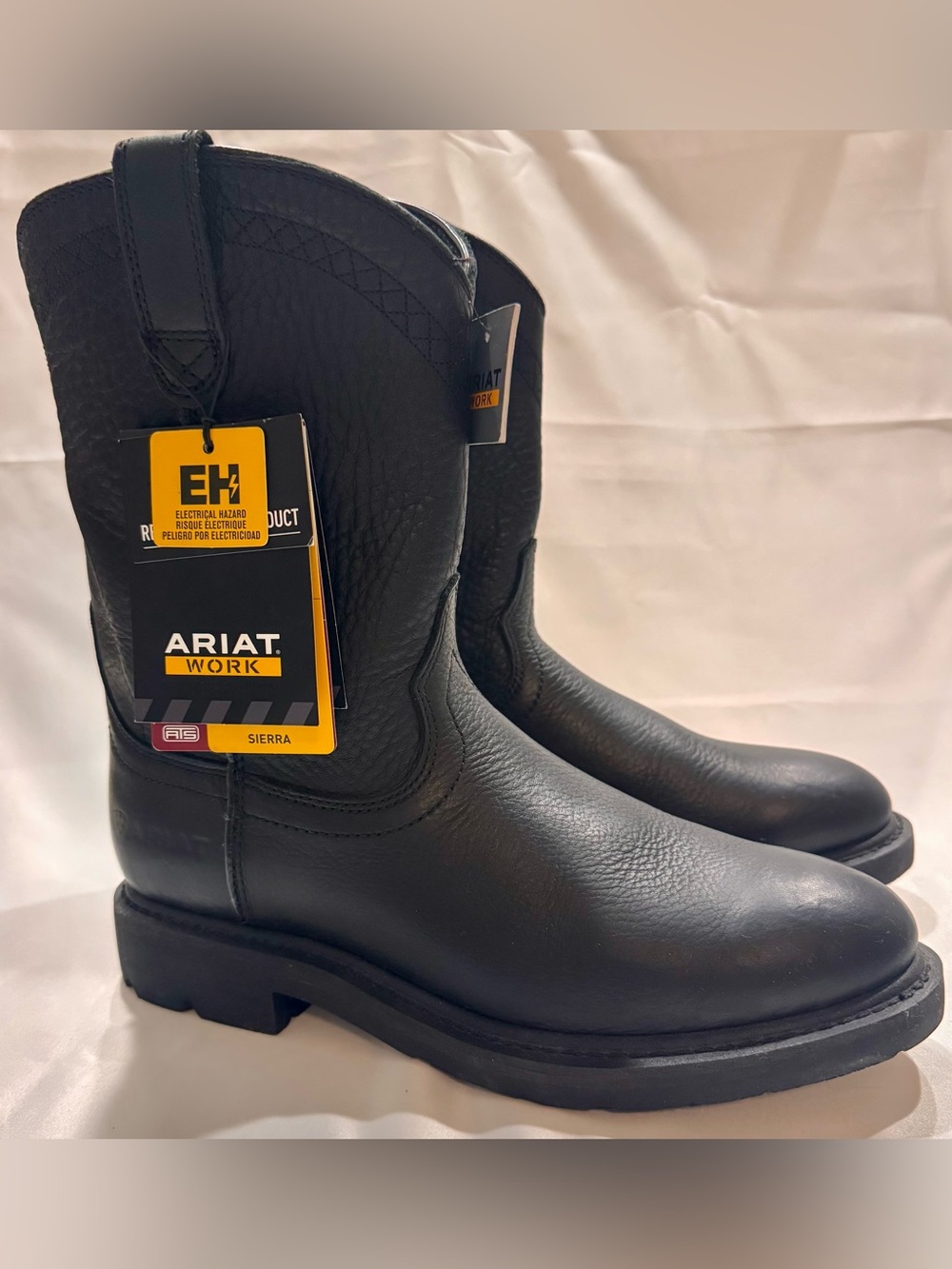 Ariat Black Leather Cowboy Sierra  Work Boots